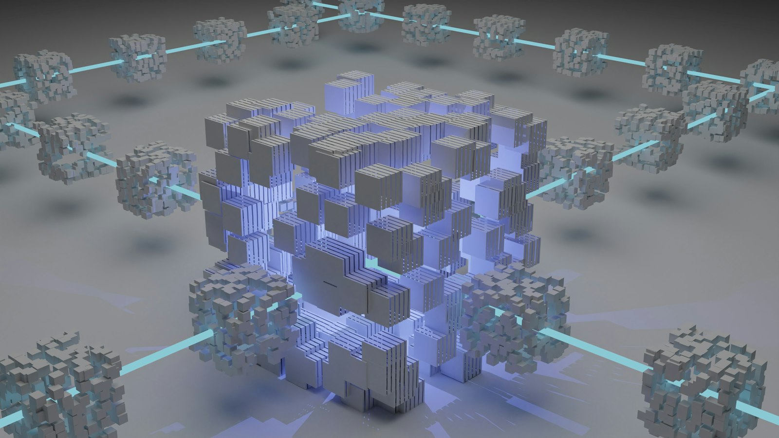 Abstract render of layered data streams used to suggest model behaviour over time